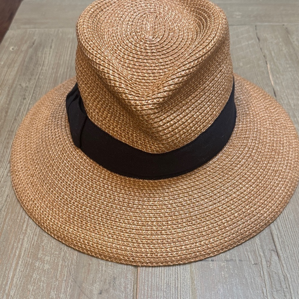 Eric Javits Instinct  Packable Squishee Straw Sun Hat Natural Black - Picture 4 of 8